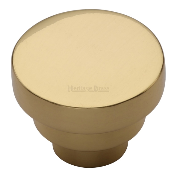 C3624 32-PB • 32 x 16 x 24mm • Polished Brass • Heritage Brass Round Stepped Cabinet Knob